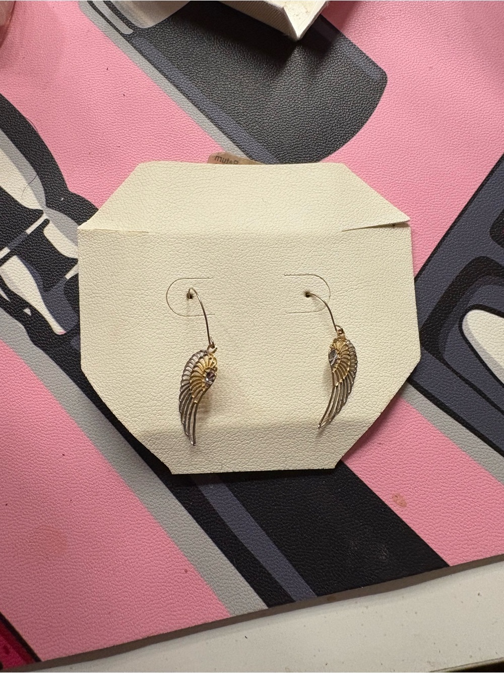 Macy's Two-Tone Angel Wing Drop Earrings in Gold and Silver